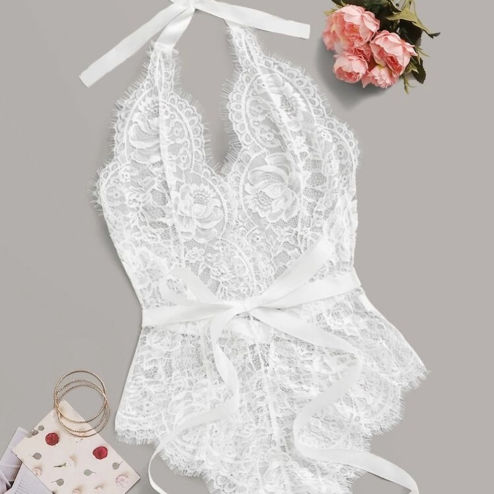 White lace bodysuit lingerie